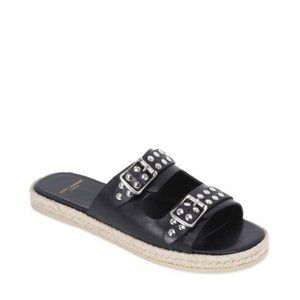 Saint Laurent Studded Leather Espadrille Slide Sandals